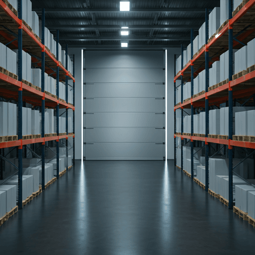 Bright modern warehouse shelves prepared for fulfillment work