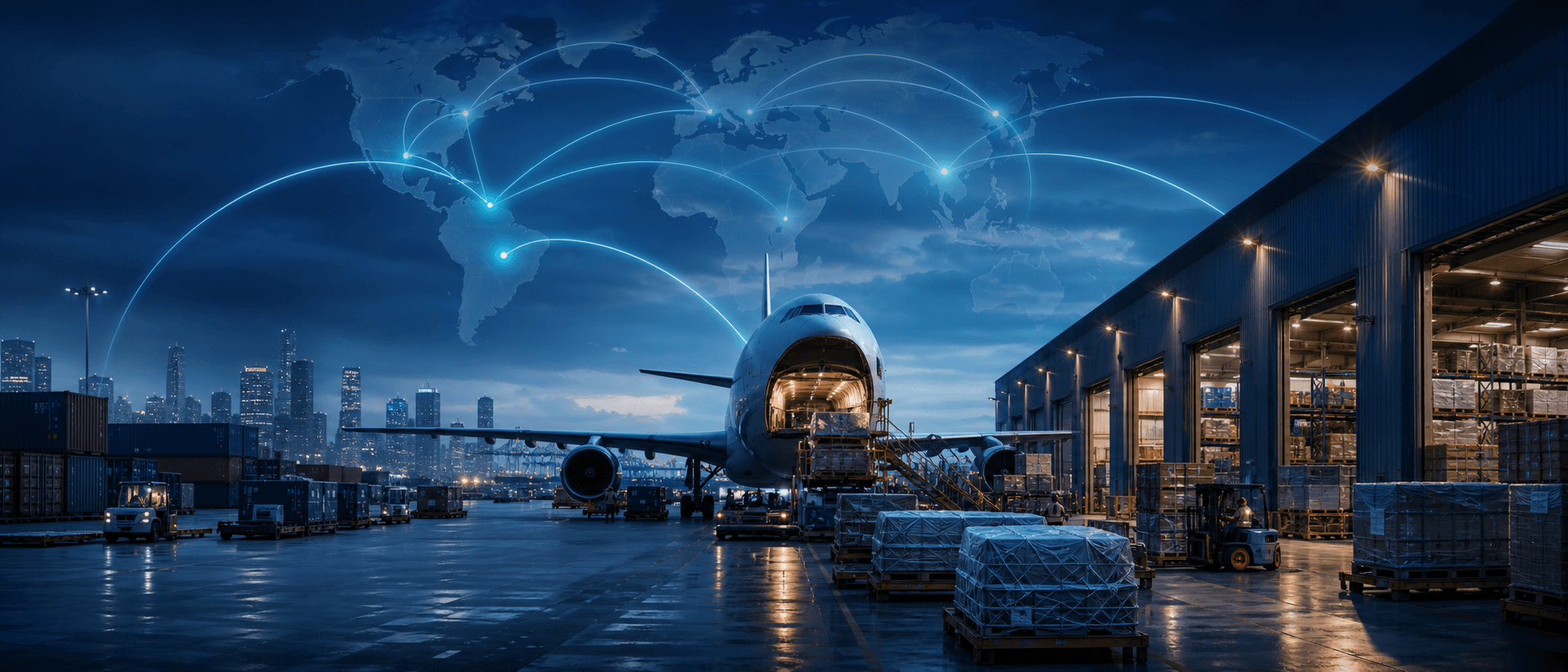 Air cargo being prepared for international dispatch