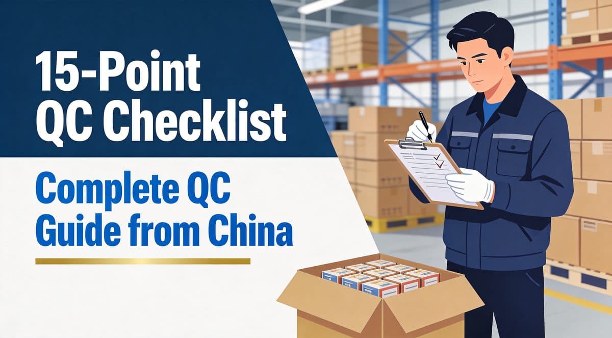 Inspector checking products against a 15-point quality control checklist.