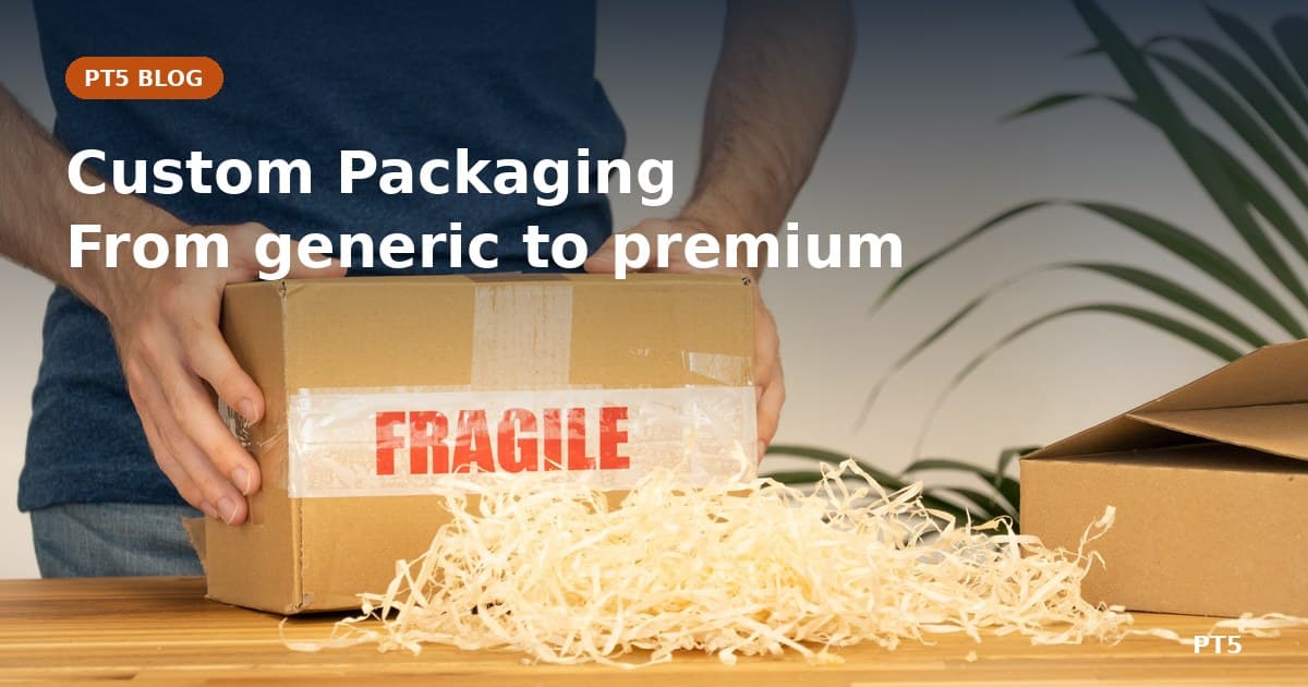 PT5 blog cover: a box sealed with fragile tape and packed with wood wool