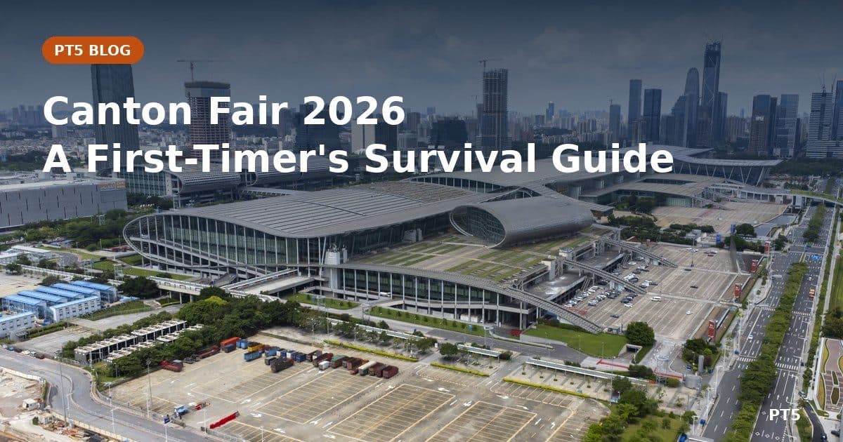 Aerial view of the Canton Fair Complex in Pazhou, Guangzhou, with the city skyline beyond