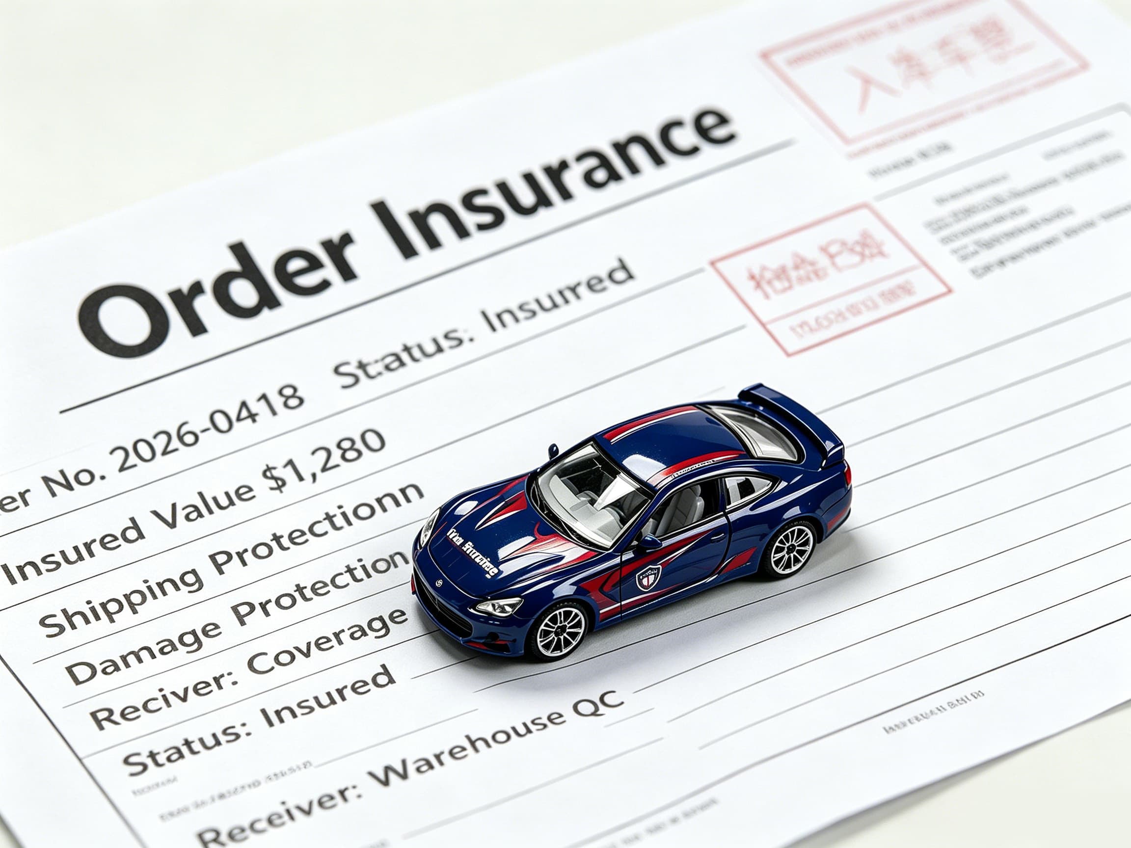 Order insurance form showing shipment protection status