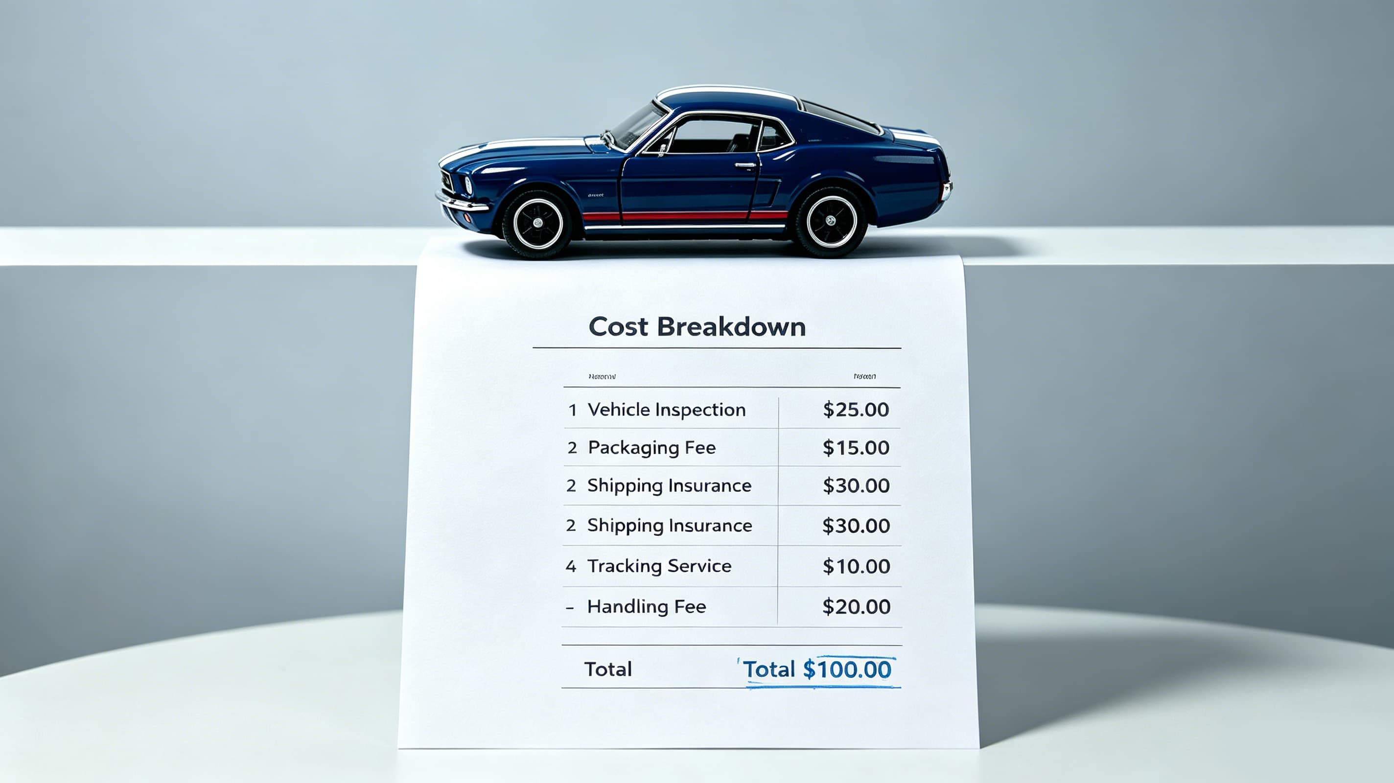 Cost breakdown sheet representing transparent service pricing