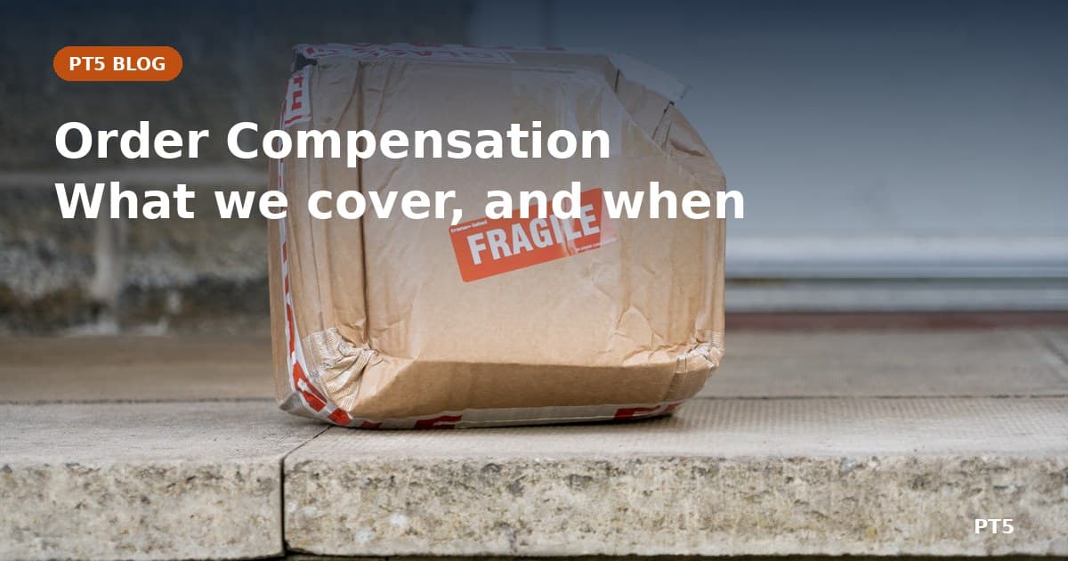 PT5 blog cover: a damaged parcel with a fragile sticker left at a doorstep