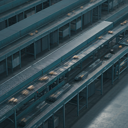 Automated warehouse conveyor system sorting parcels for fulfillment