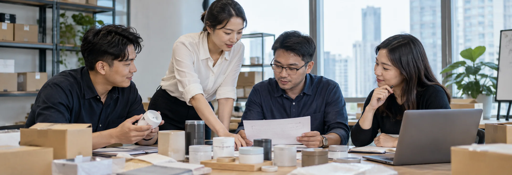 Illustrative image of a sourcing team collaborating