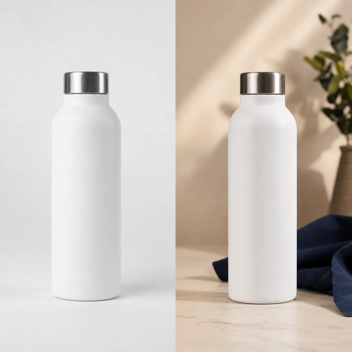 Matching bottle shown with neutral and warm lighting