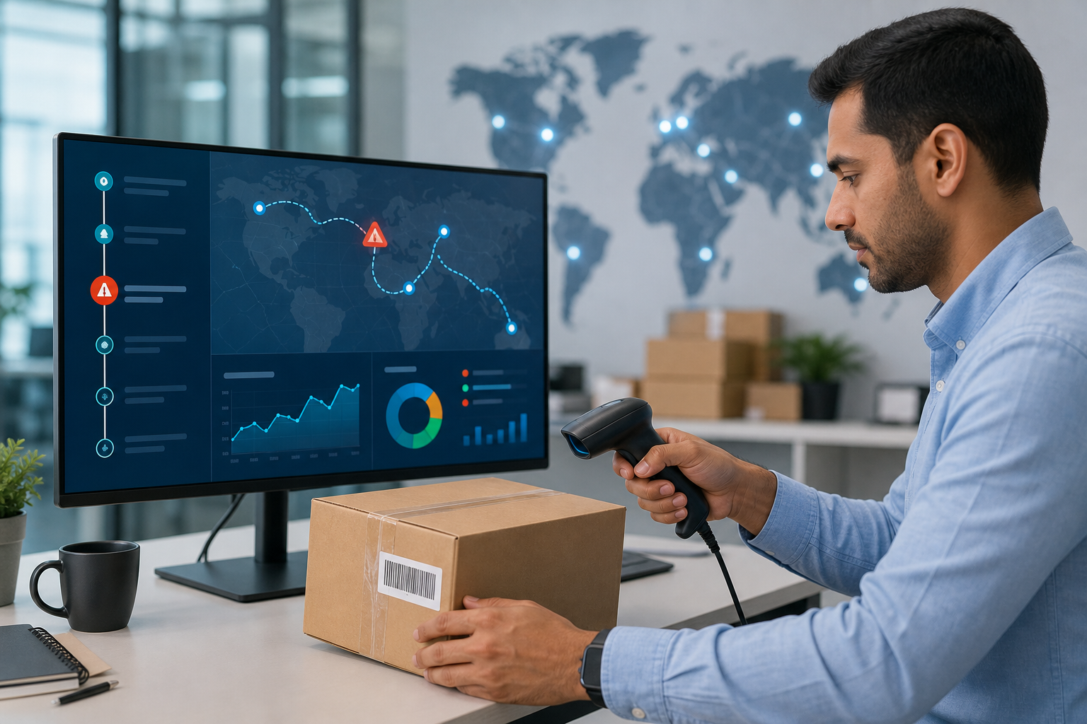 Shipment tracking interface visualizing the smart logistics flow